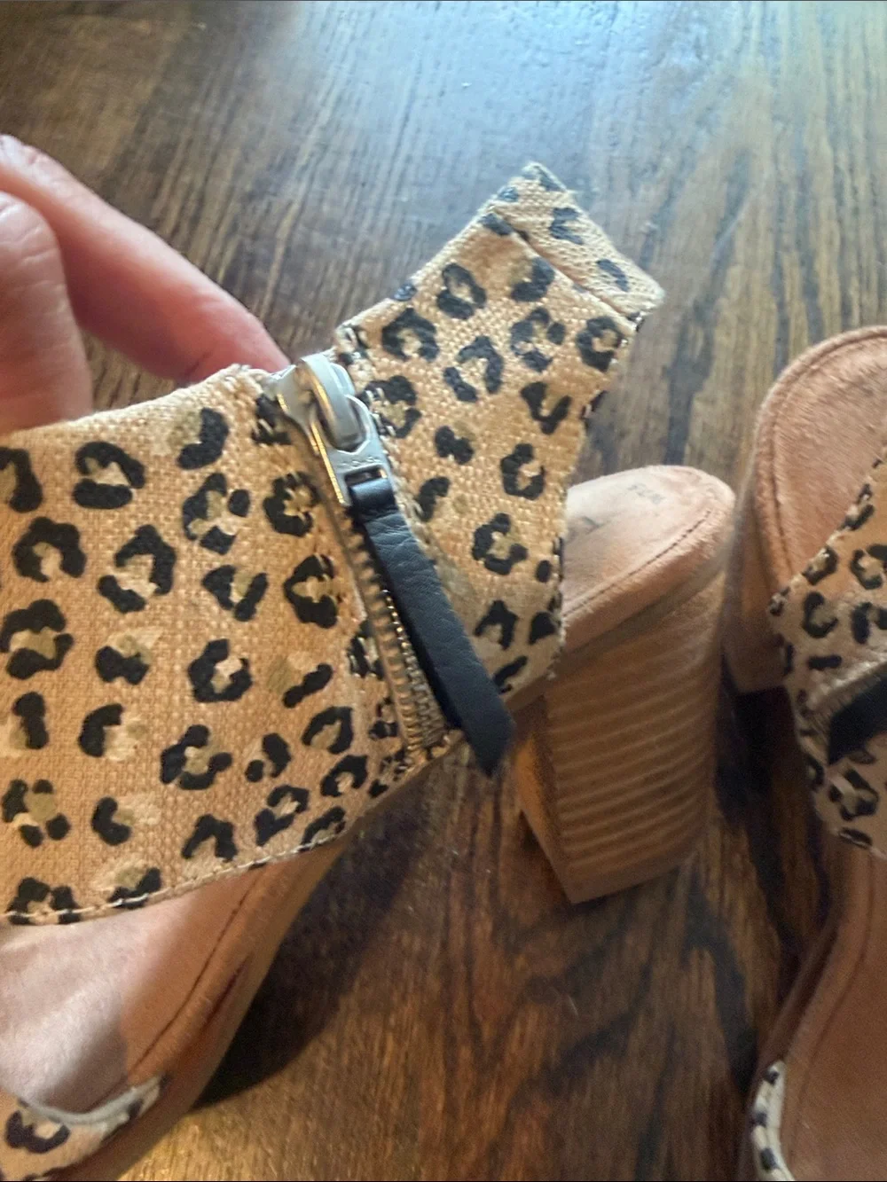 Toms Leopard Print Wedge Sandals - Tan/Black
